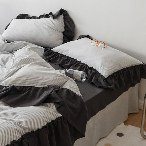 bedding sets stripe pure cotton washed retro french fold lace quilt cover nordic sheet pillowcase king 4 pcs
bedding sets stripe pure cotton washed retro french fold lace quilt cover nordic sheet pillowcase king 4 pcs