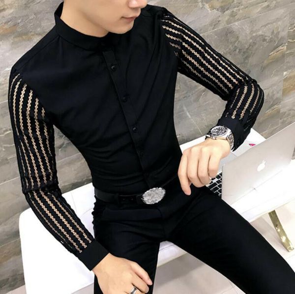 men's casual shirts striped luxury hollow features men stylish shirt sweatshirtslouse long sleeve slim fit male, White;black
men's casual shirts striped luxury hollow features men stylish shirt sweatshirtslouse long sleeve slim fit male, White;black