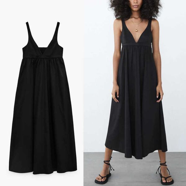 za dress women vintage black pleated summer dress sleeveless straps backless party dresses woman side zip midi vestido 210602, Black;gray
za dress women vintage black pleated summer dress sleeveless straps backless party dresses woman side zip midi vestido 210602, Black;gray