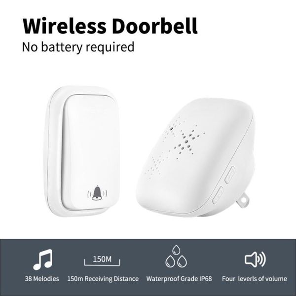 self-powered wireless doorbell outdoor waterproof door bell 150m long distance 32 songs smart home welcome jingle doorbells
self-powered wireless doorbell outdoor waterproof door bell 150m long distance 32 songs smart home welcome jingle doorbells