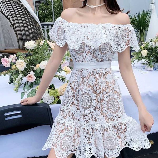 vintage summer women hollow out embroidery slash neck short dress female elegant high waist casual beach vestidos 210526, Black;gray 
vintage summer women hollow out embroidery slash neck short dress female elegant high waist casual beach vestidos 210526, Black;gray