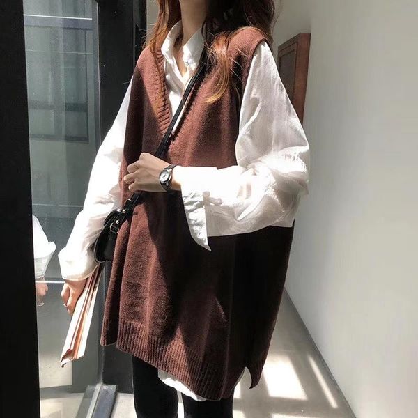 women's vests 2021 women sweater vest spring autumn pullover waistcoat knitted for sleeveless jecket chaleco mujer, Black;white
women's vests 2021 women sweater vest spring autumn pullover waistcoat knitted for sleeveless jecket chaleco mujer, Black;white