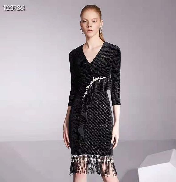 casual dresses w0891 fashion women 2021 spring dress luxury european design party style, Black;gray
casual dresses w0891 fashion women 2021 spring dress luxury european design party style, Black;gray
