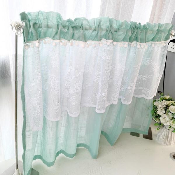 curtain & drapes korean short mint green linen voile splice white lace tulle romantic pastoral half for kitchen balcony dl-wp016c
curtain & drapes korean short mint green linen voile splice white lace tulle romantic pastoral half for kitchen balcony dl-wp016c