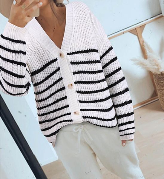 women's knits & tees fashion casual women knitting outwear stripes sweater long sleeve v neck single breasted sweaters ladies female s, White
women's knits & tees fashion casual women knitting outwear stripes sweater long sleeve v neck single breasted sweaters ladies female s, White