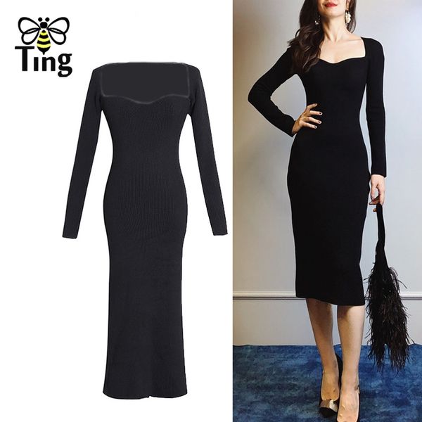 retro sweetheart collar bodycon midi long knitting dress spring autumn street casual knitwear vestidos lady robes 210513, Black;gray
retro sweetheart collar bodycon midi long knitting dress spring autumn street casual knitwear vestidos lady robes 210513, Black;gray