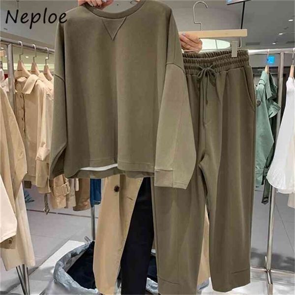 loose causal solid 2 pcs women set o neck long sleeve pullover + high waist hip straight pants all match suits 210422, White
loose causal solid 2 pcs women set o neck long sleeve pullover + high waist hip straight pants all match suits 210422, White