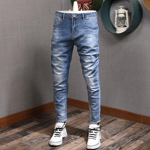 men's jeans summer men blue casual slim fit ankle-length pants lightweight denim trousers
men's jeans summer men blue casual slim fit ankle-length pants lightweight denim trousers