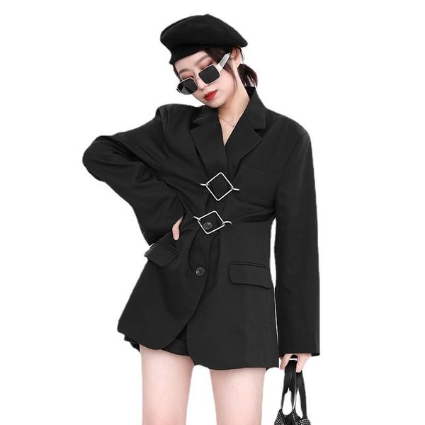 women's suits & blazers buckle oversize long black women elegant lapel sleeve loose fit jackets fashion tide spring autumn 2021 blazer, White;black
women's suits & blazers buckle oversize long black women elegant lapel sleeve loose fit jackets fashion tide spring autumn 2021 blazer, White;black