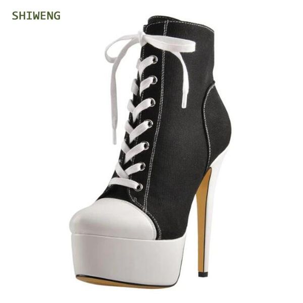 spring canvas high heels platform shoes cross-tied design party night club mid-calf boots women thin heel female, Black
spring canvas high heels platform shoes cross-tied design party night club mid-calf boots women thin heel female, Black