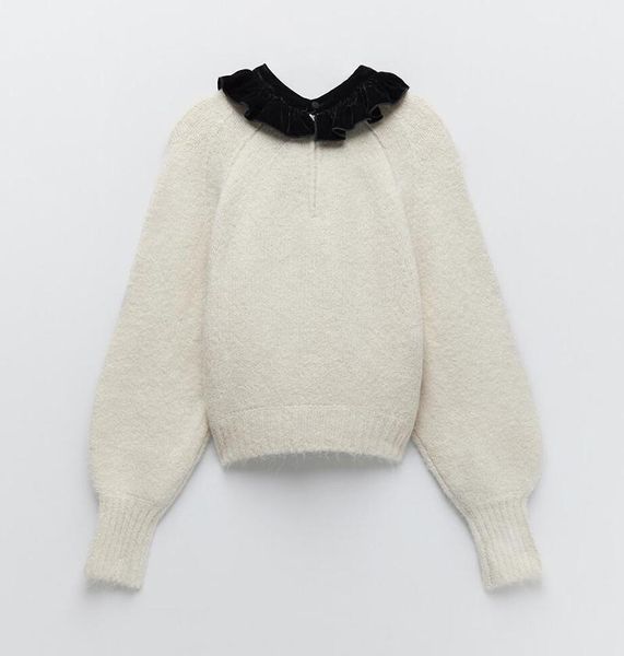 women's sweaters 2021 autumn winter sweater bow neckline stitching knitted pullover long sleeve solid color top, White;black
women's sweaters 2021 autumn winter sweater bow neckline stitching knitted pullover long sleeve solid color top, White;black