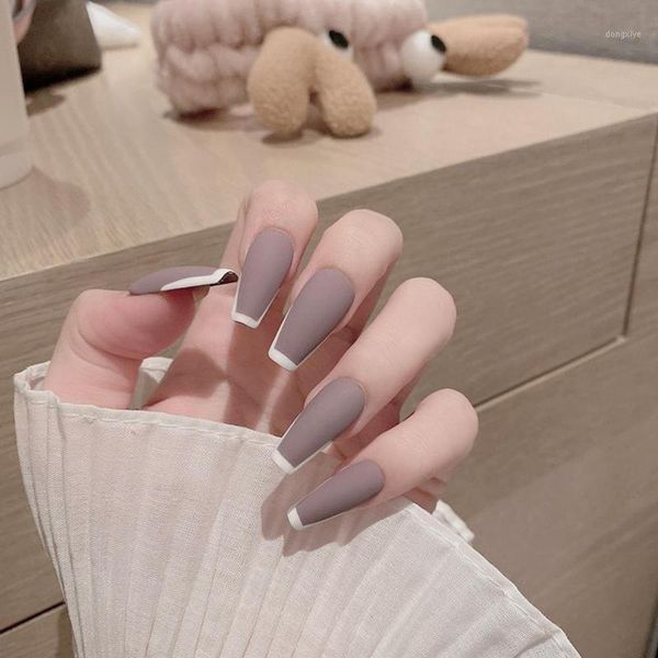 24pcs full cover long fake nails with glue sticker matte grey girls false nail art decal removable patch french style1, Red;gold
24pcs full cover long fake nails with glue sticker matte grey girls false nail art decal removable patch french style1, Red;gold