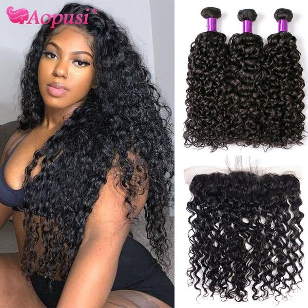 human hair bulks aopusi brazilian water wave bundles with closure lace frontal curly remy extensions, Black
human hair bulks aopusi brazilian water wave bundles with closure lace frontal curly remy extensions, Black
