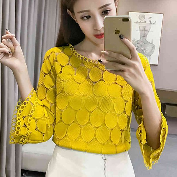 hollow out cropped women lace blouse short sleeve chiffon shirts round neck casual ruffle blouses 113a 210420, White
hollow out cropped women lace blouse short sleeve chiffon shirts round neck casual ruffle blouses 113a 210420, White
