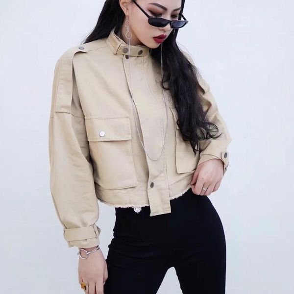 women's jackets women drop shoulder denim cropped jacket with -cut hem pockets outerwear, Black;brown
women's jackets women drop shoulder denim cropped jacket with -cut hem pockets outerwear, Black;brown