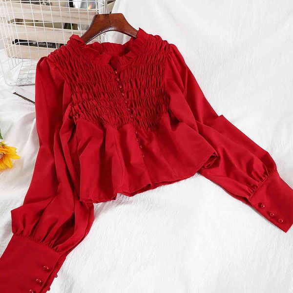 spring arrivals solid color long sleeve round collar single breasted fashion women short shirt mz950 210525, White
spring arrivals solid color long sleeve round collar single breasted fashion women short shirt mz950 210525, White