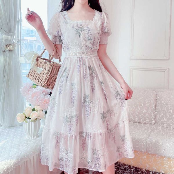women dress korean summer elegant vintage casual floral lace splicing high waist fairy midi dresses 210526, Black;gray
women dress korean summer elegant vintage casual floral lace splicing high waist fairy midi dresses 210526, Black;gray