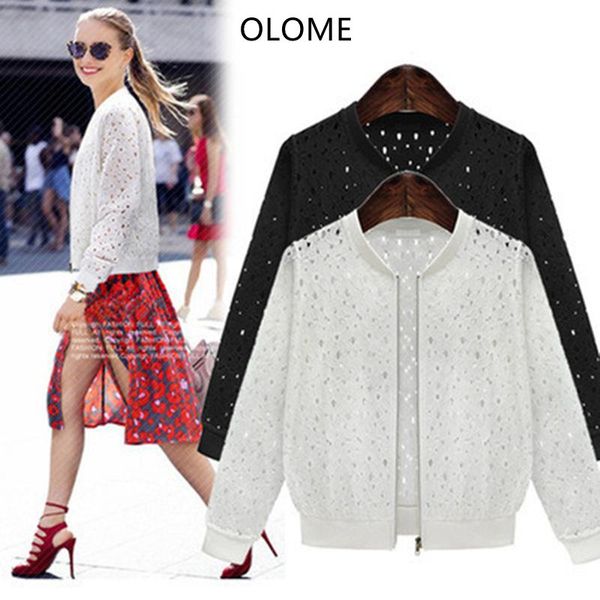 high fashion casual women jacket long sleeve black hollow lace coat full dress loose sunscreen outerwear solid colour women's jackets, Black;brown
high fashion casual women jacket long sleeve black hollow lace coat full dress loose sunscreen outerwear solid colour women's jackets, Black;brown