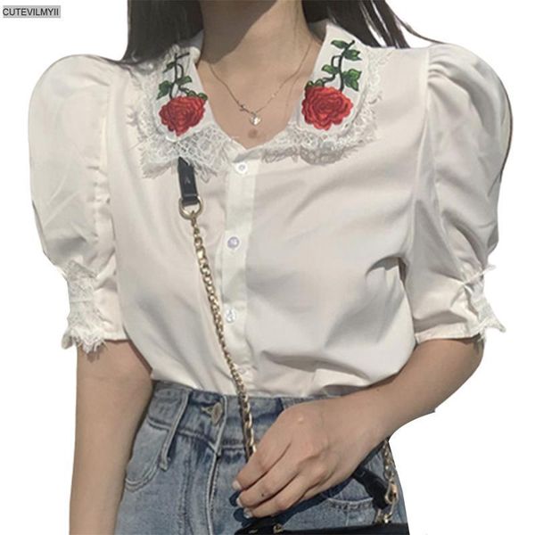 women's blouses & shirts 2021 korean sweet women retro lady chic vintage white embroidery
women's blouses & shirts 2021 korean sweet women retro lady chic vintage white embroidery