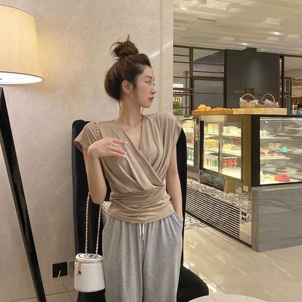 yoga outfit summer solid t-shirt women gentle breathable home front lapel crossover one-word collar casual all-match blouse
yoga outfit summer solid t-shirt women gentle breathable home front lapel crossover one-word collar casual all-match blouse