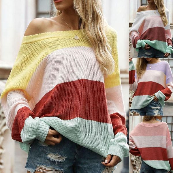 women's sweaters off-shoulder long-sleeved knitted sweater lantern sleeve striped color-blocking, White;black
women's sweaters off-shoulder long-sleeved knitted sweater lantern sleeve striped color-blocking, White;black