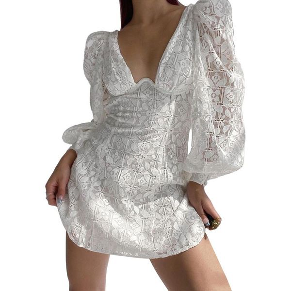 casual dresses women deep v-neck dress white long balloon sleeves backless with tie-up design s/ / l, Black;gray
casual dresses women deep v-neck dress white long balloon sleeves backless with tie-up design s/ / l, Black;gray