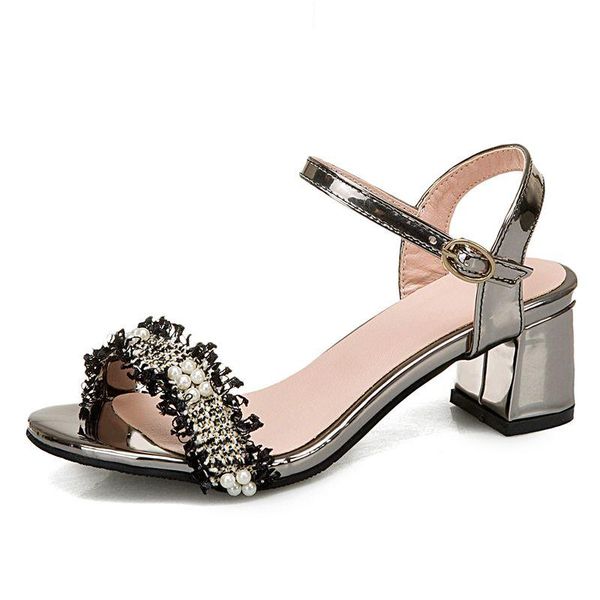 plush size 34-43 summer sandals for women open toe mid block heel bling pearl ladies shoes, Black
plush size 34-43 summer sandals for women open toe mid block heel bling pearl ladies shoes, Black