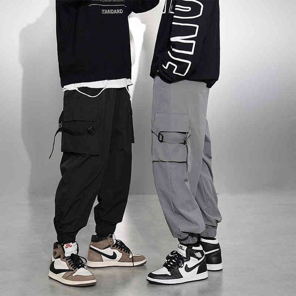 hip hop 20streetwear cargo pants harem joggers sweatpants, Black