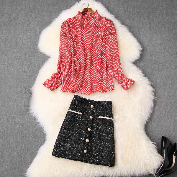 two piece dress spring summer red long sleeve crew neck polka dot print blouse + contrast buttons mini short skirt 2 s set lj28t10607 k5c0, White
two piece dress spring summer red long sleeve crew neck polka dot print blouse + contrast buttons mini short skirt 2 s set lj28t10607 k5c0, White
