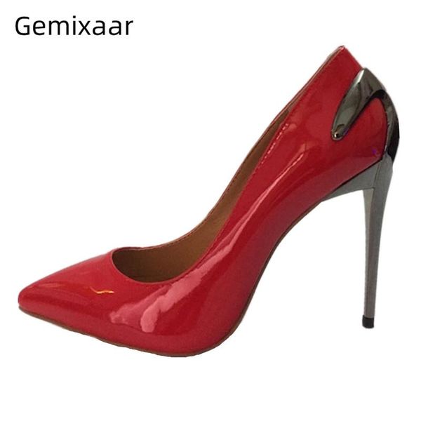 individual metal thin high heel shoes woman pointed toe bright genuine leather slip-on shallow pumps women dress, Black
individual metal thin high heel shoes woman pointed toe bright genuine leather slip-on shallow pumps women dress, Black