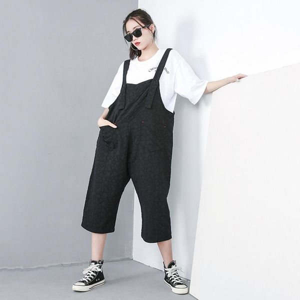 women's pants & capris summer women black pattern printed pocket loose ankle length overalls female suspenders wide leg jumpsuits a9169, Black;white
women's pants & capris summer women black pattern printed pocket loose ankle length overalls female suspenders wide leg jumpsuits a9169, Black;white