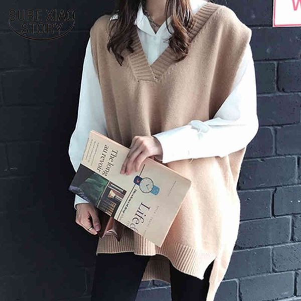 v neck pollover knitted sleeveless oversized warm vest autumn winter jumper sweater women pull femme 12239 210415, White;black
v neck pollover knitted sleeveless oversized warm vest autumn winter jumper sweater women pull femme 12239 210415, White;black