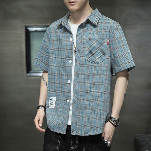sleeve short shirt men's 2021 summer new fashion brand loose korean casual inch clothes, White;black
sleeve short shirt men's 2021 summer new fashion brand loose korean casual inch clothes, White;black