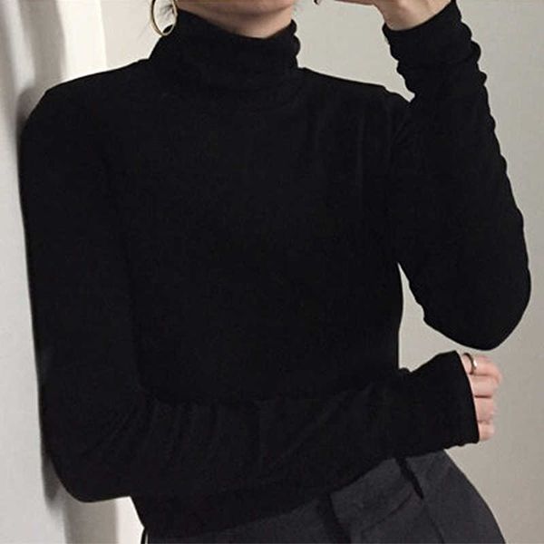 women's t-shirt early with turtleneck solid color bottoming shirt and winter long-sleeved autumn t-shirt ewul, White 
women's t-shirt early with turtleneck solid color bottoming shirt and winter long-sleeved autumn t-shirt ewul, White