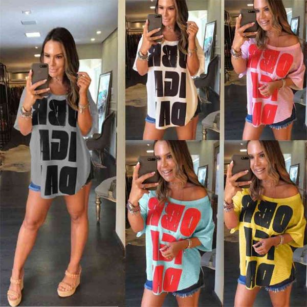 women's t-shirt summer short sleeve letter printed tl8t, White