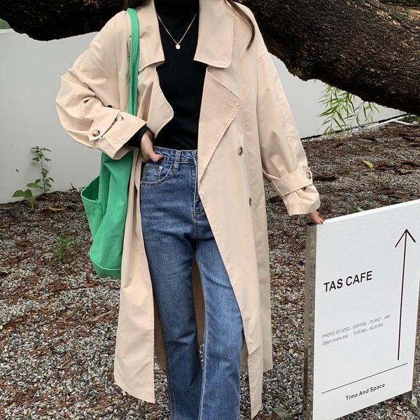 women's jackets pure color windbreaker jacket autumn lace-up double-breasted loose over-the-knee long coat, Black;brown
women's jackets pure color windbreaker jacket autumn lace-up double-breasted loose over-the-knee long coat, Black;brown