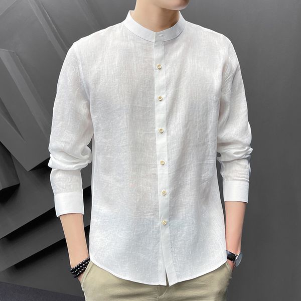 and spring summer casual linen shirt men's long sleeve breathable loose white zhongshan stand collar inch thin, White;black
and spring summer casual linen shirt men's long sleeve breathable loose white zhongshan stand collar inch thin, White;black