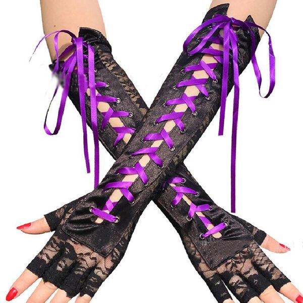 five fingers gloves 39*10cm ribbon rivet satin ties up half-finger women lace elbow length long fishnet party, Blue;gray
five fingers gloves 39*10cm ribbon rivet satin ties up half-finger women lace elbow length long fishnet party, Blue;gray