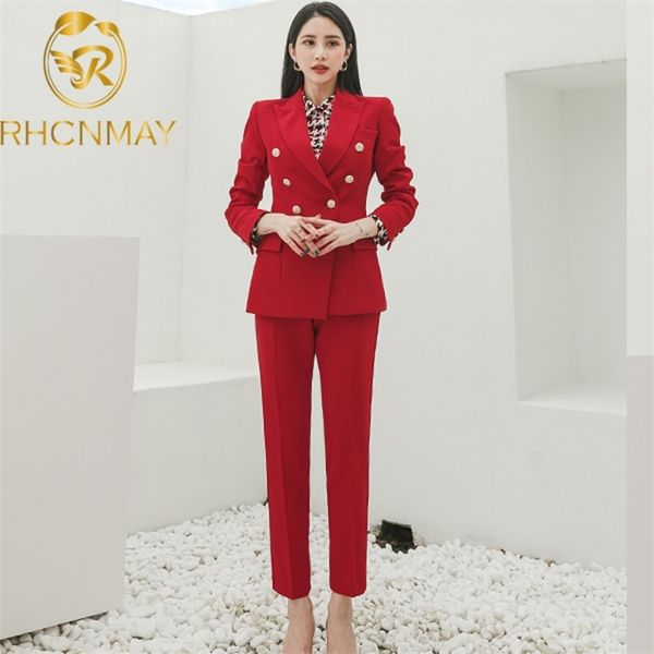 fashion office lady pant suits red 2 piece set for women double breasted blazer & pencil pants korean business autumn 210506, White
fashion office lady pant suits red 2 piece set for women double breasted blazer & pencil pants korean business autumn 210506, White