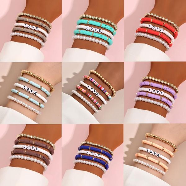 beaded, strands 5 pcs bohemian bracelet set for women fashion handmade love lettle imitation pearl soft pottery colorful holiday beach, Black
beaded, strands 5 pcs bohemian bracelet set for women fashion handmade love lettle imitation pearl soft pottery colorful holiday beach, Black