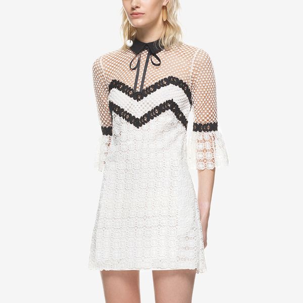 white and black women summer style lace crochet runway brand design flare half sleeve holiday above knee party es, Black;gray
white and black women summer style lace crochet runway brand design flare half sleeve holiday above knee party es, Black;gray