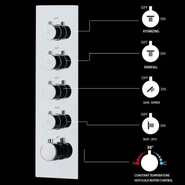 bathroom bath shower faucet valve 2~4 ways thermostatic / and cold mixing tap super large water flow for big head sets
bathroom bath shower faucet valve 2~4 ways thermostatic / and cold mixing tap super large water flow for big head sets