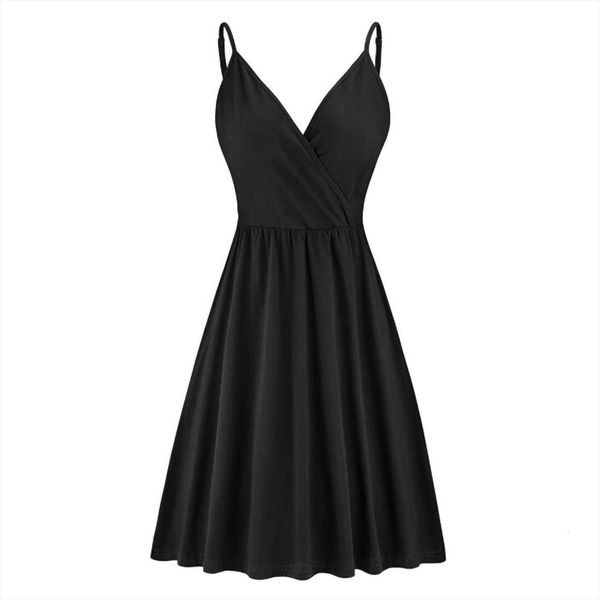 midi v necksolid color strap women dress summer casual swing with pocket dresses for sukienka na co dzie, Black;gray
midi v necksolid color strap women dress summer casual swing with pocket dresses for sukienka na co dzie, Black;gray