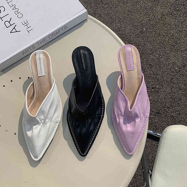 pointed toe fashion women slippers shallow casual slides mules slip on thin low heels purple/black/white summer beach shoes mule 210513
pointed toe fashion women slippers shallow casual slides mules slip on thin low heels purple/black/white summer beach shoes mule 210513