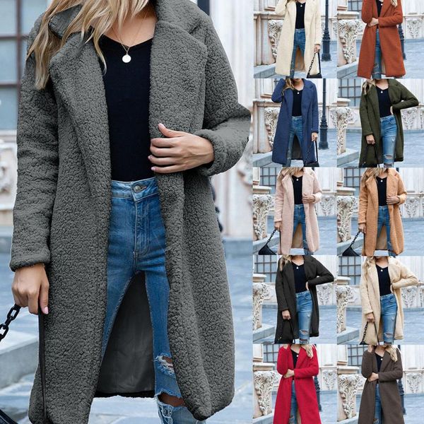 women's jackets ladies wool coat winter autumn fashion solid color long-sleeved mid-length loose casual female lamb velvet warm outwear, Black;brown
women's jackets ladies wool coat winter autumn fashion solid color long-sleeved mid-length loose casual female lamb velvet warm outwear, Black;brown