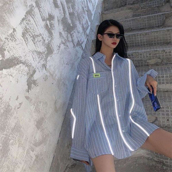 blue striped shirt coat women's design sense: loose long sleeve fried street night light autumn, Black;brown
blue striped shirt coat women's design sense: loose long sleeve fried street night light autumn, Black;brown