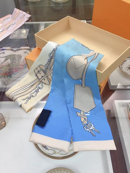 2022 luxury brand womens fashion scarves designer headband classic handbag scarf silk material size 8x120cm, Blue;gray
2022 luxury brand womens fashion scarves designer headband classic handbag scarf silk material size 8x120cm, Blue;gray