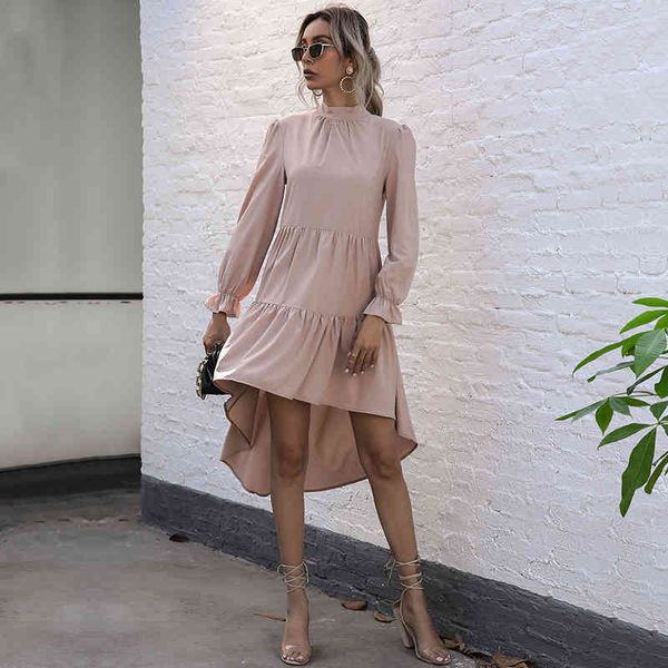2021 new summer solid high-low women casual flare sleeve half high collar ladies shirring asymmetrical dress, Black;gray
2021 new summer solid high-low women casual flare sleeve half high collar ladies shirring asymmetrical dress, Black;gray