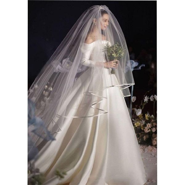 bridal veils elegant ribbon edge two layers with face veil wedding long 3m cathedral church bride's, Black
bridal veils elegant ribbon edge two layers with face veil wedding long 3m cathedral church bride's, Black