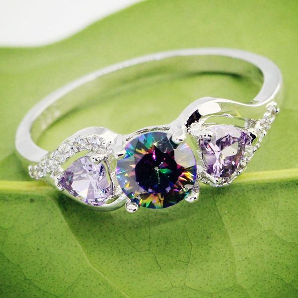 cluster rings lingmei fashion engagement love heart round cut multi & purple white blue zircon silver color ring size 6-13 drop, Golden;silver 
cluster rings lingmei fashion engagement love heart round cut multi & purple white blue zircon silver color ring size 6-13 drop, Golden;silver